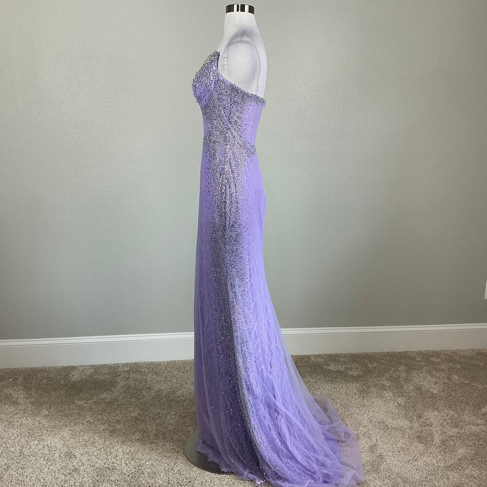 Jovani 5503 Beaded Lace Strapless Mermaid Evening Gown Lilac Purple Size 6 Dress - Picture 6 of 11